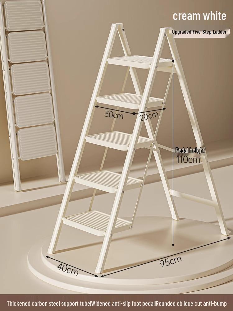 Telescopic Folding A-Frame Ladder: Thickened Indoor Multi-Functional 4-Step Stool