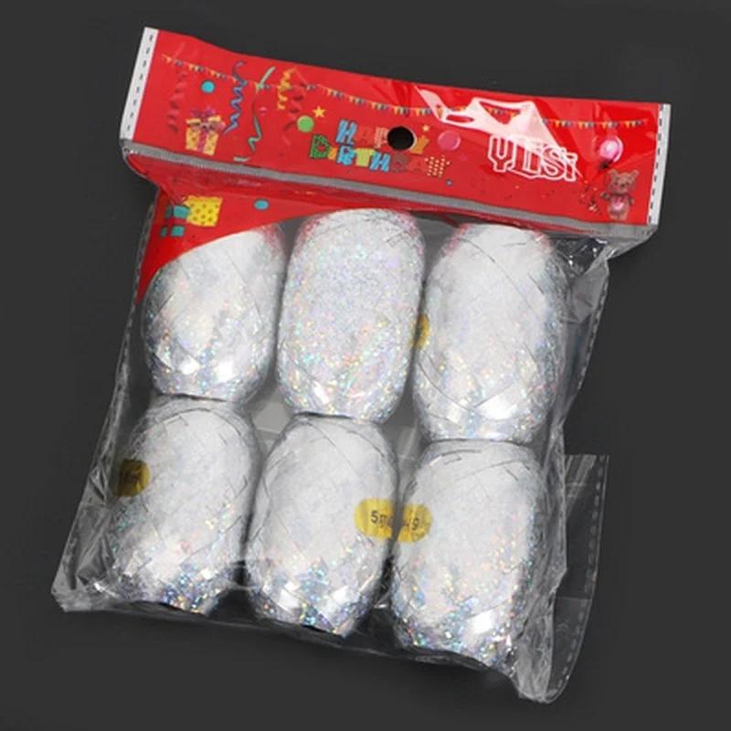 6Pcs/Bag 10m*5mm Foil Balloon Ribbon Wedding Birthday Party Decoration Air Balloon Wrapping Tape Balloon Rope