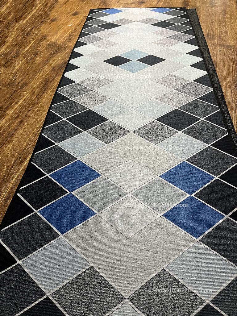 Modern Geometric Hotel Hallway Carpet Home Corridor Long Rug Soft Stair Carpet Entrance Floor Mat Non-Slip Base Runner Rug