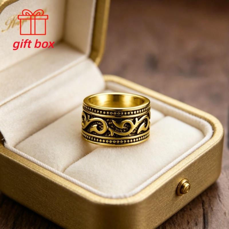 Fashion925Silver ring with wide band, vintage style men's ring, comes with a jewelry gift box, making it an ideal gift for birthdays and holidays, a