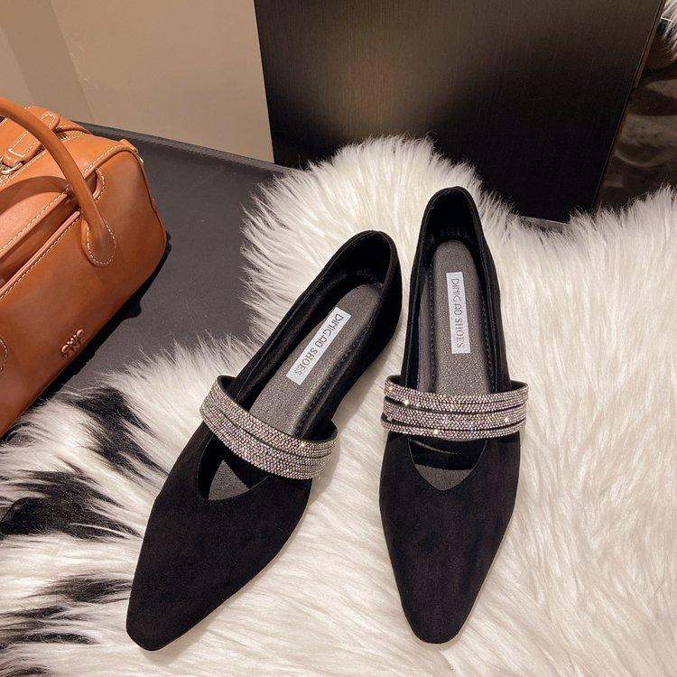 Dámské Boty Baleríny Špičaté Designové Mělké Podzim 2024 Trend Křišťálové Luxusní Mělké Elegantní Nové Dámské Zapatos