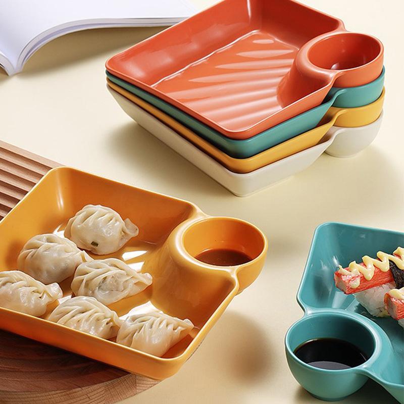 1Pcs Vinegar Dish Meal Sushi Dumplings Dish Square Pp Snack Plate Dumpling Tray