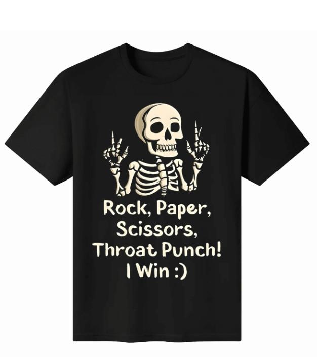 

Rock Paper Scissors Throat Punch Win Shirt -Funny Game Shirt M