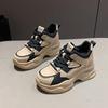 Fashion Chunky Platform Women Sport Sneaker Lace-Up Thick Bottom Vulcanize Shoes Woman Spring Autumn Pu Leather Breathable Running Shoes