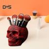 Makeup Brush Holder Skull Shape Large Capacity Makeup Brush Container Sturdy Resin Construction Storage Organizer