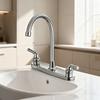 RV Faucet Two Handle Kitchen Faucet High Arch Spout Faucet 360 Swivel 8" Chrome-Plated Metal Bubbler Faucet