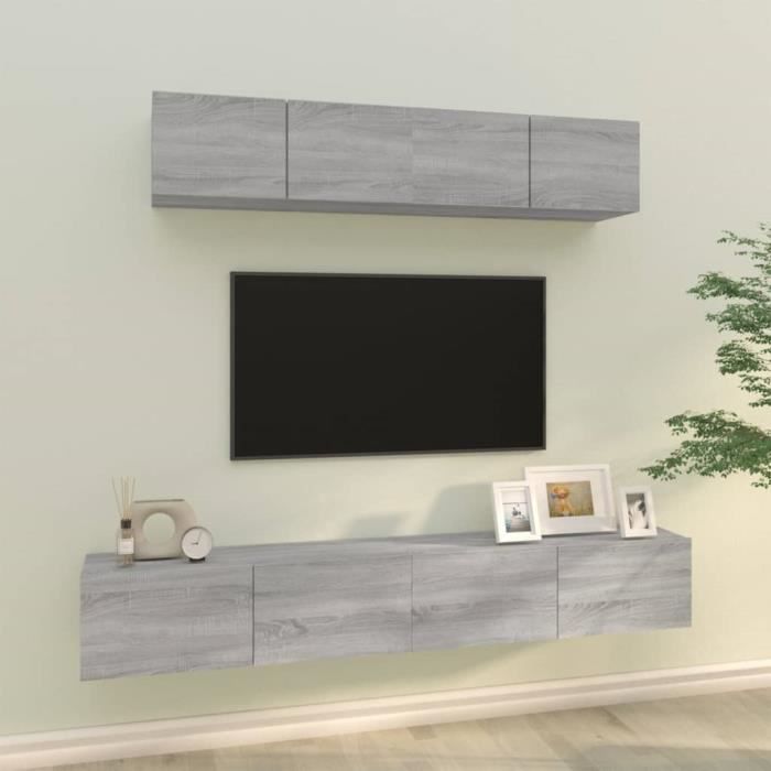 VidaXL Ensemble de meubles TV 4 pcs Sonoma gris Bois d'ingénierie 3114532