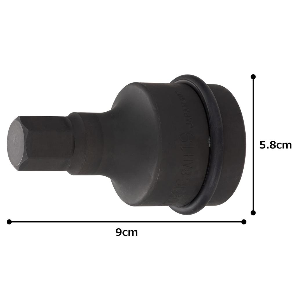 TONE Impact Hexagon Socket 19mm Hexagon Size 8AH-19, 25.4mm (1") Drive,