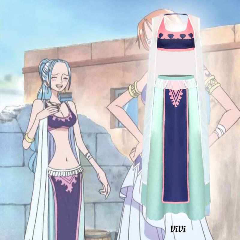 One Piece Vivi Cosplay Costume Full Set Street Style Anime Dress, Xs-xxxl