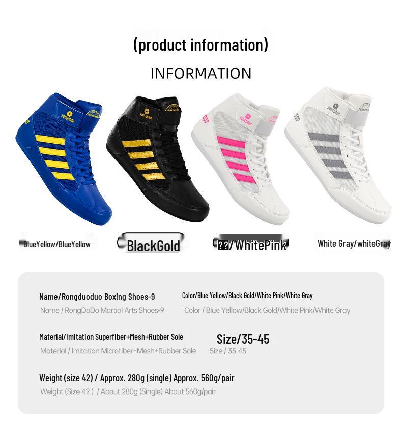Unisex High-Top Boxing and Sanda Training Shoes, Indoor/Outdoor MMA and Wrestling Shoes for Adults and Children.