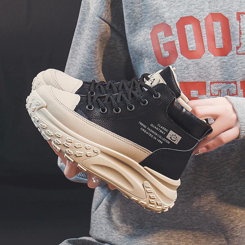 

High-top shoes women s autumn and winter new dad shoes thick-soled heightening casual shoes student women s short boots 3 39 чёрный