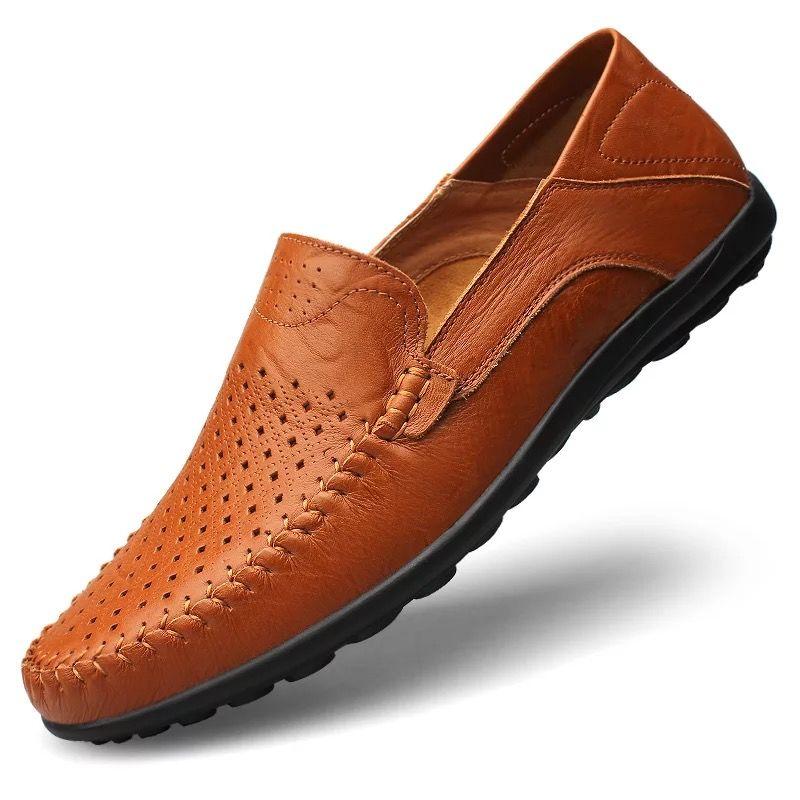 Men's Leather Shoes, Made of Genuine Leather, Summer Breathable Soft Leather Cover, Business Casual Leather Shoes, Bean Shoes, Men's Shoes