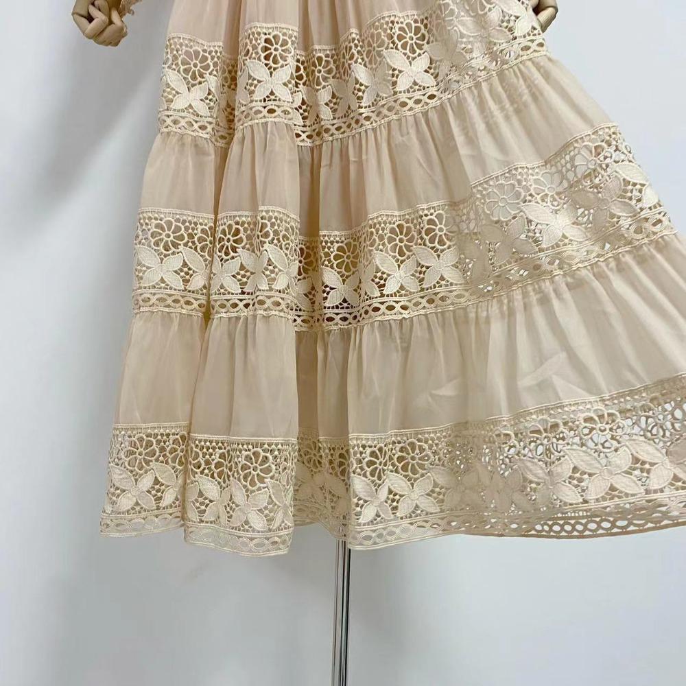 Осеннее французское нежное и элегантное платье с длинной юбкой А ...