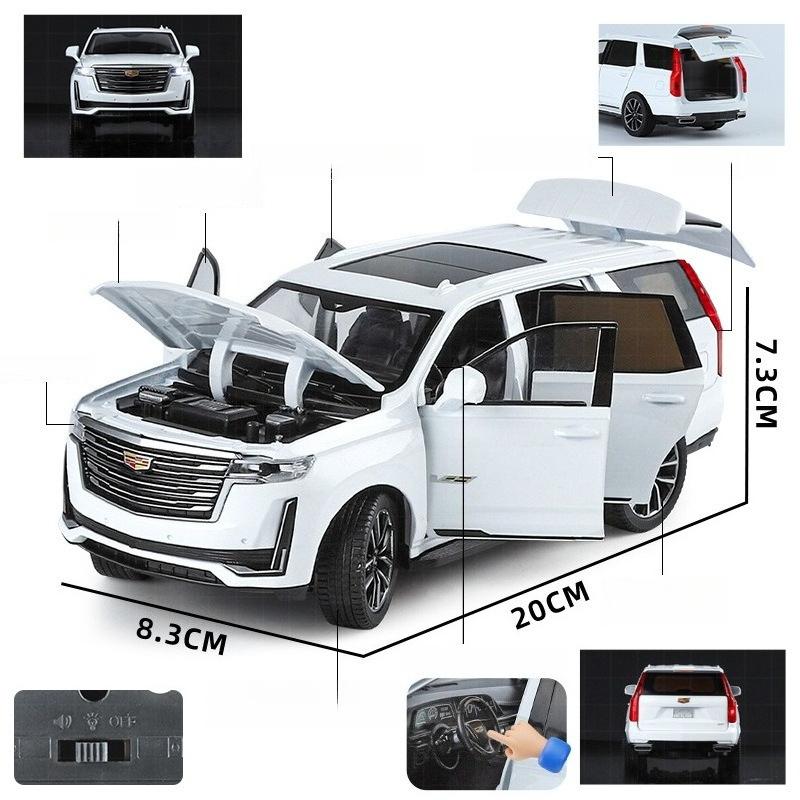 1:24 Escalade SUV Alloy Car Model Metal Die Cast Off-road Vehicle Model Simulation Sound and Light Children's Toys Boy Gift