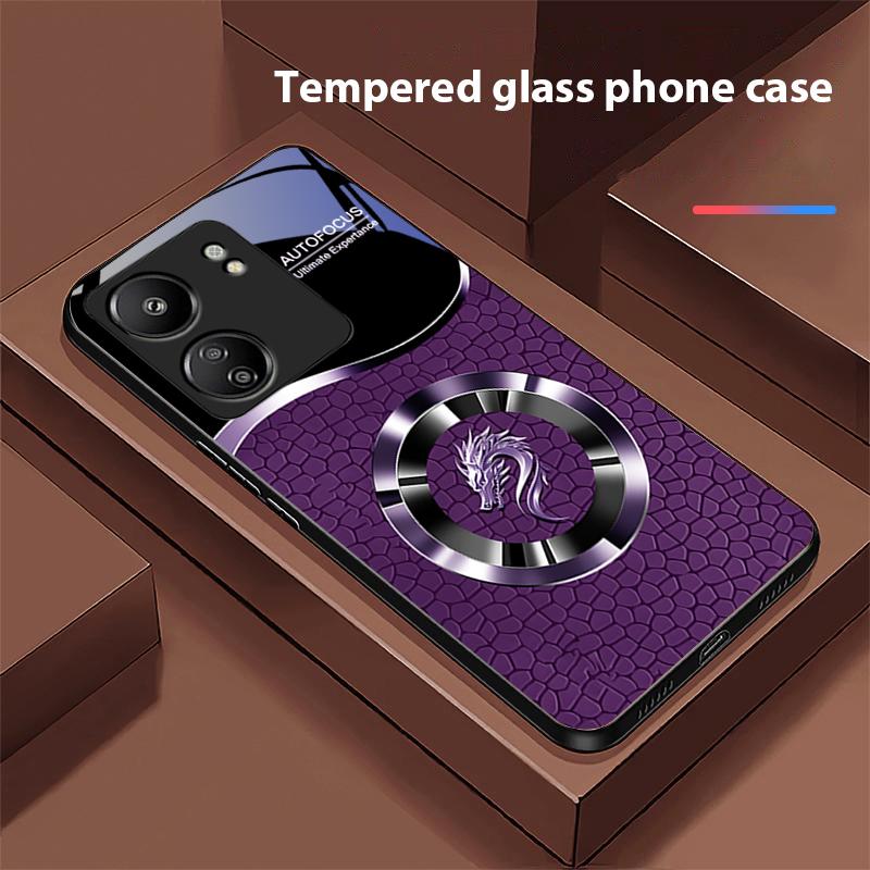 Kiesel Chinesischer Loong Für Xiaomi Redmi 13C Note13 12 Pro Plus 5G Note 9 13T Pro POCO X6 F5 F6 Schwarz Gehärtetes Glas Handyhülle