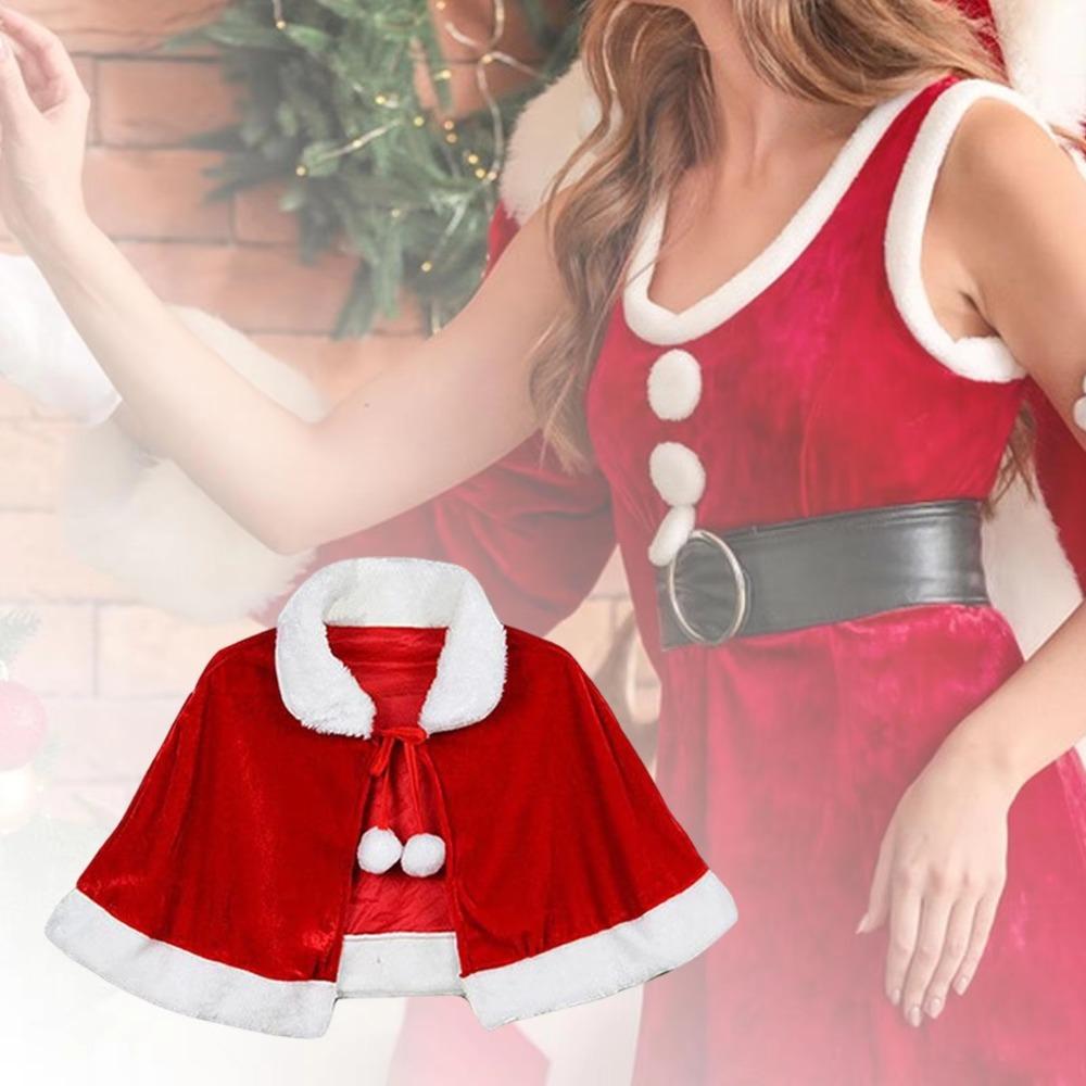 Santa Claus Costume Christmas Shawl Women Girl Party Costumes Velvet Cape Cloak  New Year Gifts