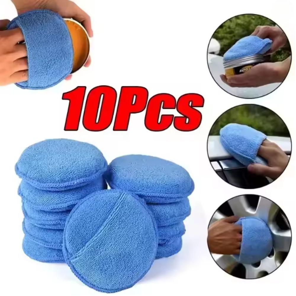 10Pcs Car Detailing Applicator Pads Car Care Waxing Polish Sponges Soft Microfiber Round Pocket Foam Sponges Car Cleaning Tools