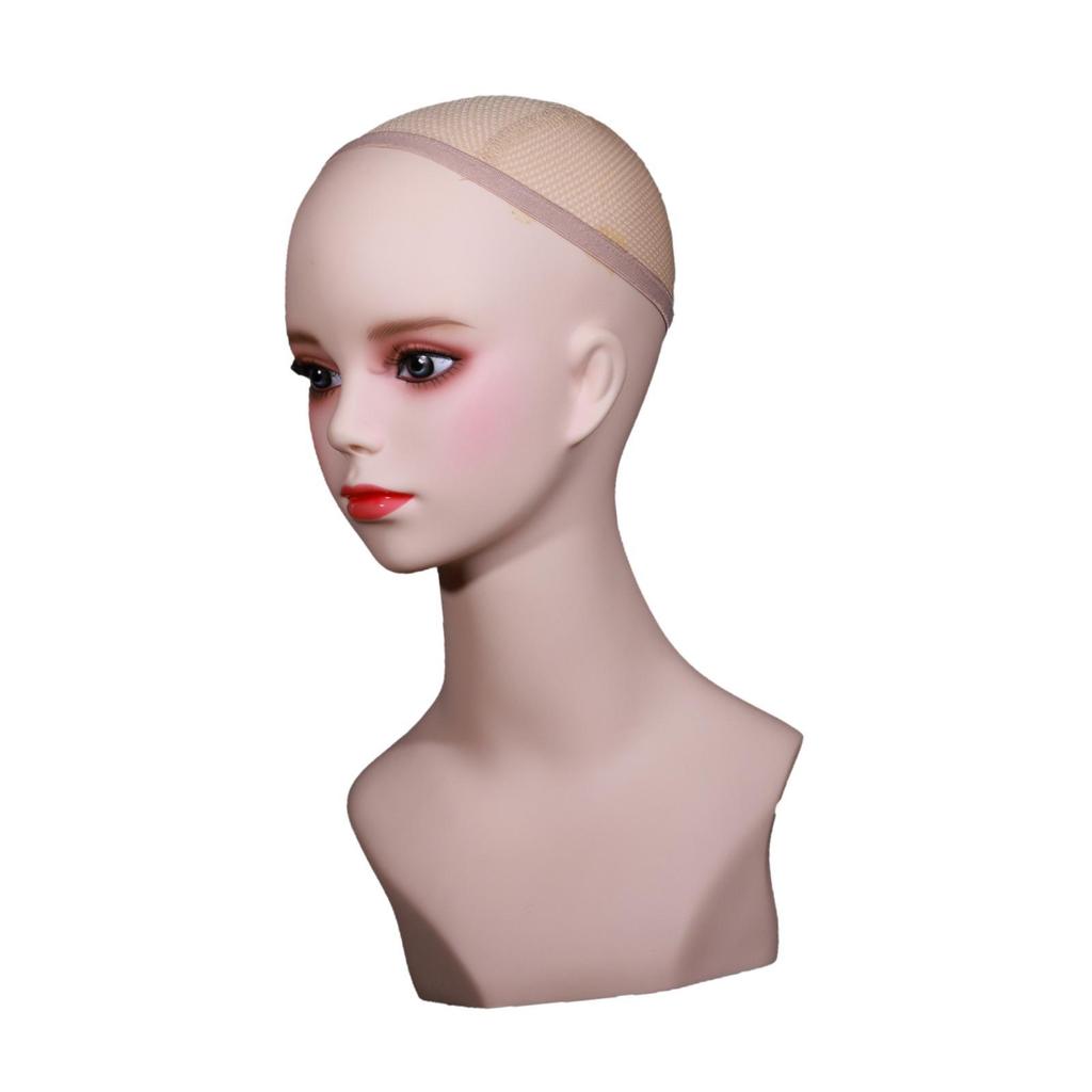 Female Mannequin Head with Makeup Stable Versatile Use Manikin Wig Stand for Necklace Glasses