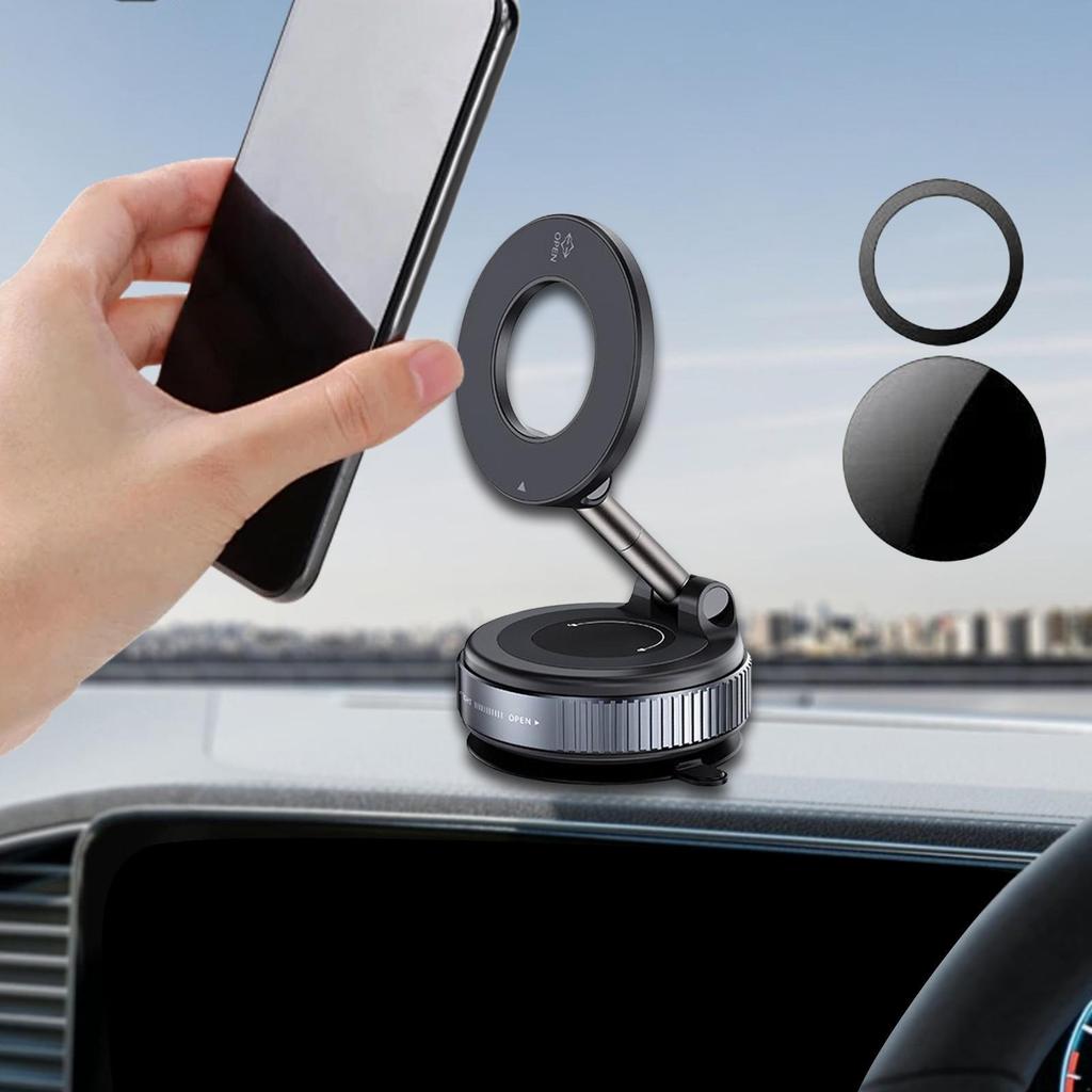 Magnetic Car Phone Holder Foldable Accessories for Glass Mirror Black