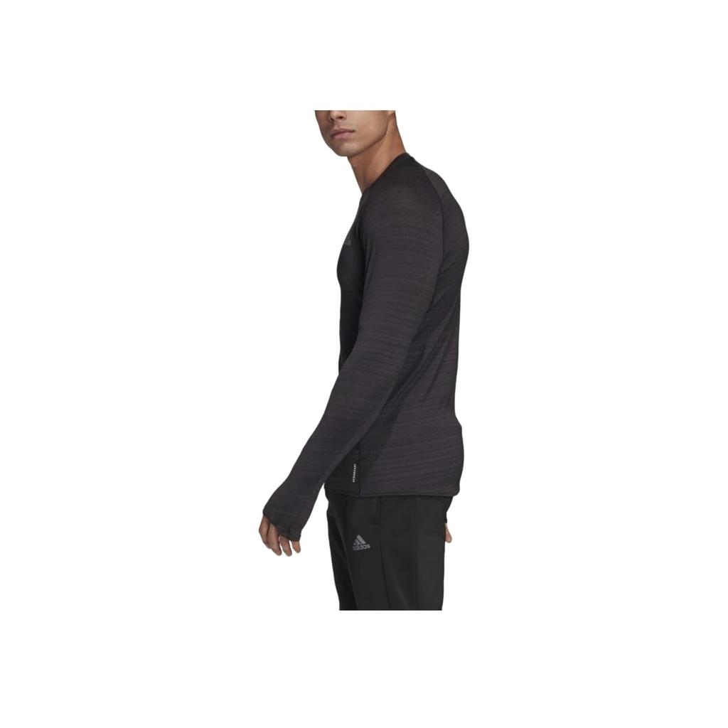adidas Adi Runner Koszulka z długim rękawem z logo i otworami na kciuki Męskie Góry Czarne GC6733
