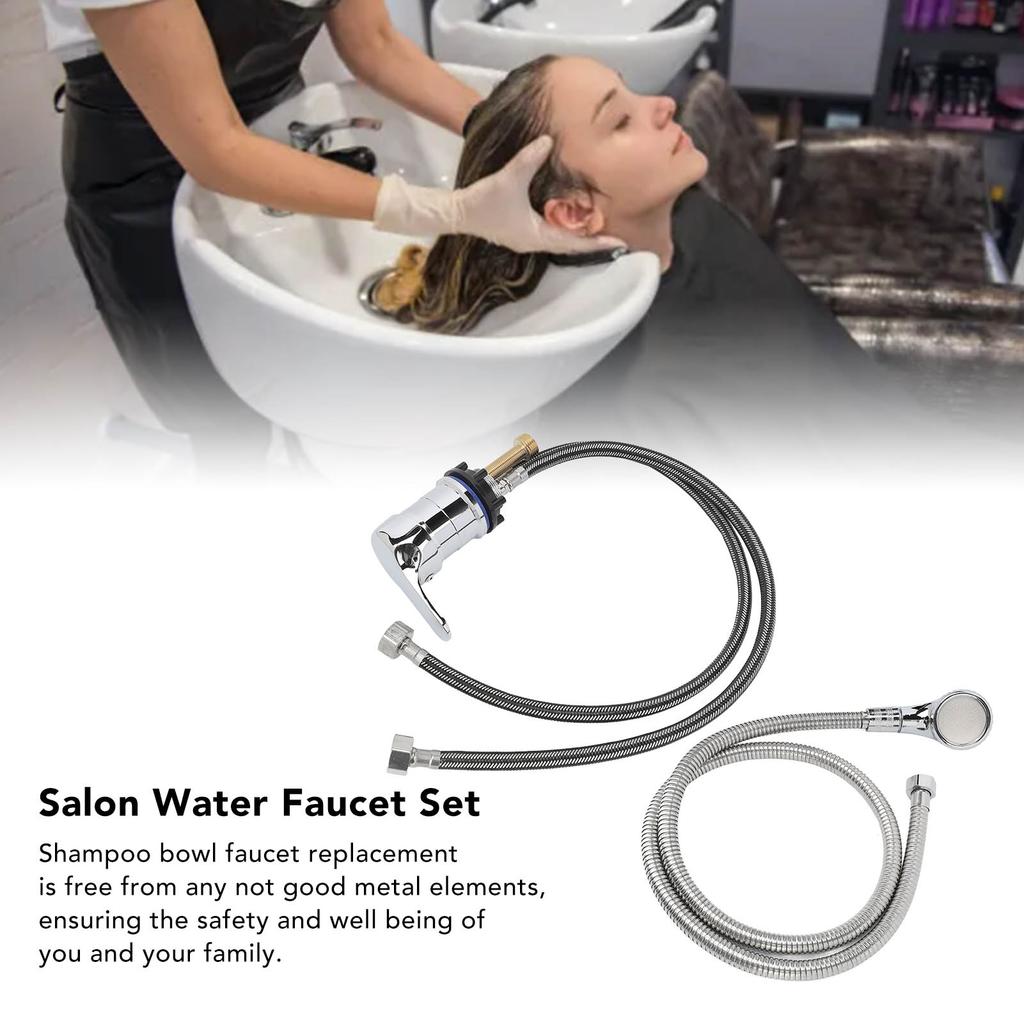 Shampoo Faucet Sprayer Kit Accessory 23.6in Tap 47.2in Hose Hot Cold Mixer Medium Plated Faucet Replacement Set