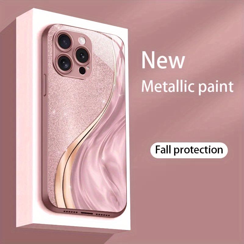 Pulver Kristall Treibsand Kurvenmuster Metallische Farbe Glas Handyhülle Für iPhone 17 16 15 14 13 12 Pro Max Plus 16E 17Air Hülle
