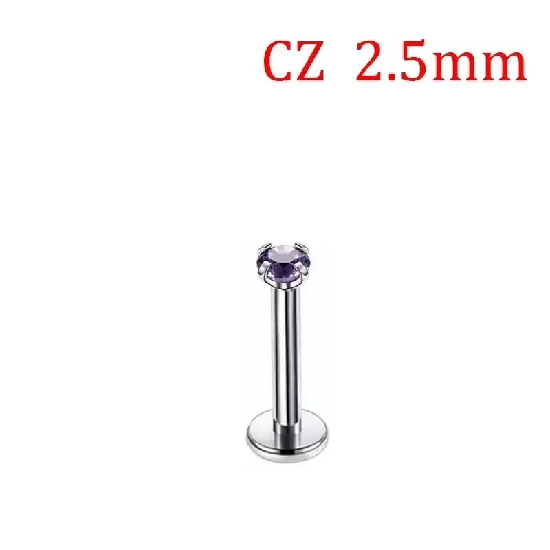 1 Stück G23 Titan Piercing CZ Stein Innen Gewinde Labret Monroe Lippenring Tragus Nagel Helix Ohrstecker 16G 18G Körperschmuck