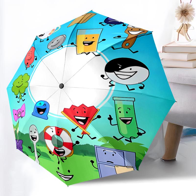 Inanimate Insanity Print Automatic Umbrella, 8 Rib Iron Frame, Plastic Handle, Suitable for Outdoor Travel &Daily , Ideal Gift