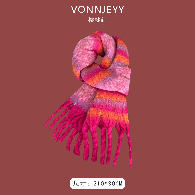 New Christmas Cherry Red Warm Scarf White Autumn and Winter with New Red Scarf Soft Waxy Quality Shawl