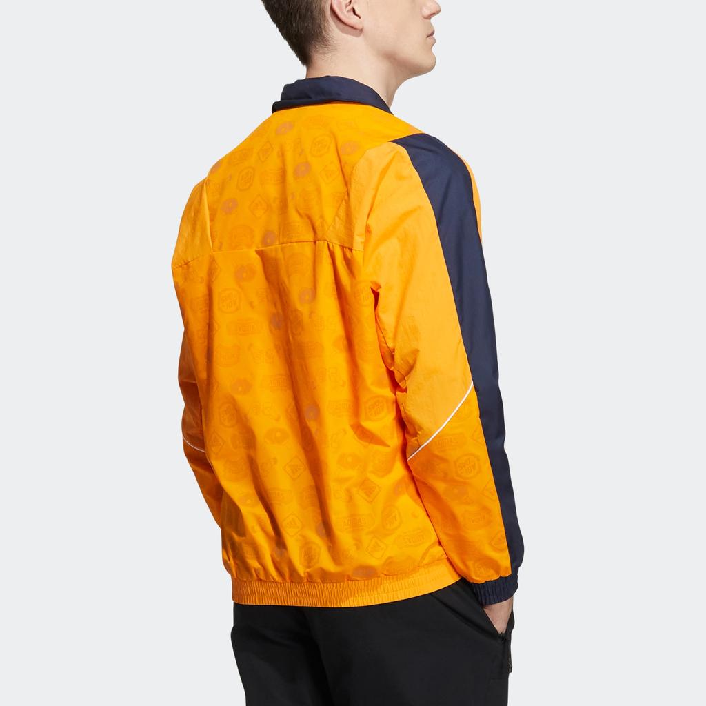 Adidas Pattern Print Sports Fitted Jacket Men Outerwear Orange HE9889
