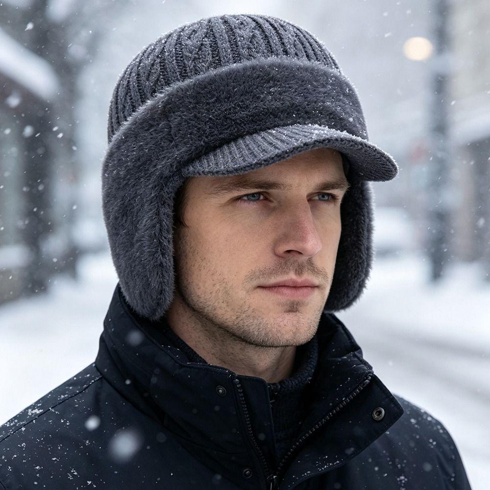 Warm Knit Beanie Hat Ear Protection Baseball Cap Fashion Ear Flap Beanie  Outdoor