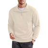 Large Size Men's Spring and Autumn Top Plaid Zipper Sweatshirt Solid Stand Collar Pullover