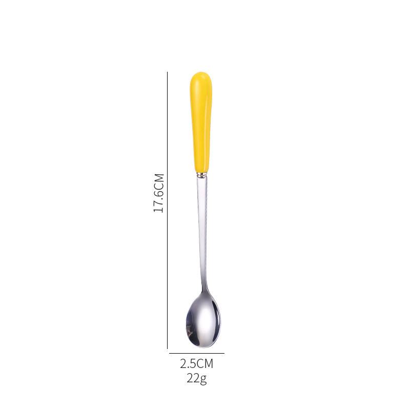 Dessert Espresso Ceramic Handle Stainless Steel Teaspoon Stirrer Coffee Spoons Stirring Tool