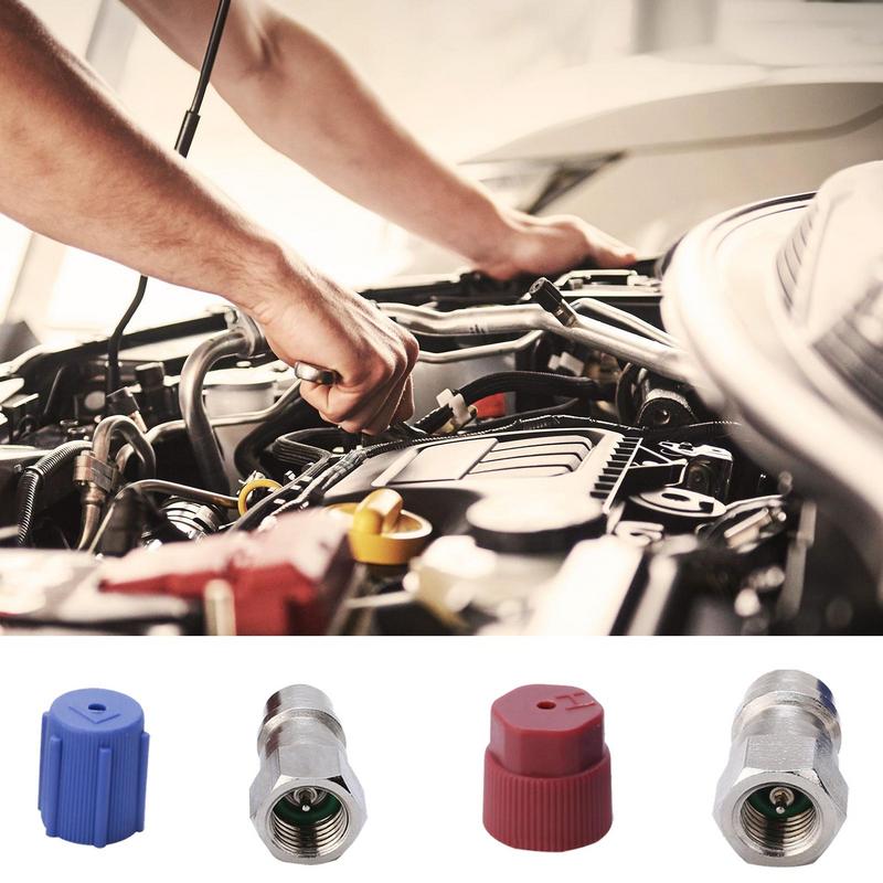AC Retrofits Fitting Adapter Kit Air Conditioner Conversion Adapter High/Low AC Fitting Port Fit for Standard Auto Air Condition