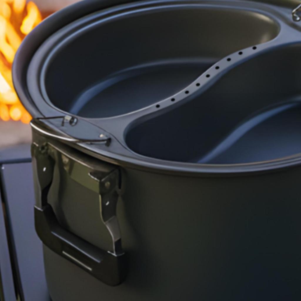 double Compartment Steaming Pot Hard Anodized Outdoor Steamer Set Coated Portable Cooking