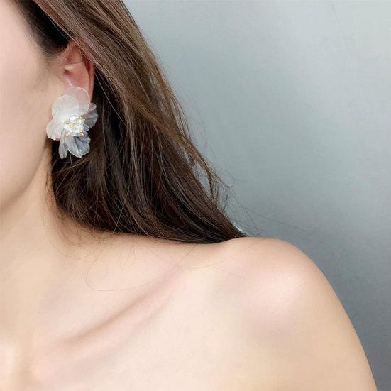 Girls Women Korean Style Transparent Flower Earrings Party Shopping Ear Studs