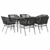 VidaXL Garden Dining Set Cushions 7pcs Black Poly Rattan Glass 3334517