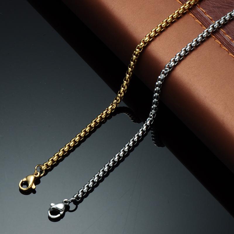 HNSP Stainless Steel Chain Necklace For Men Zircon Pendant Accessories Male Neck Chains