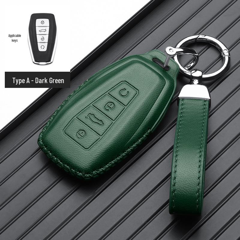 Genuine Leather Key Case for Geely Boyue, Xingyue L, Binyue ICON, Xingrui, Panda Mini - Premium Metal Shell
