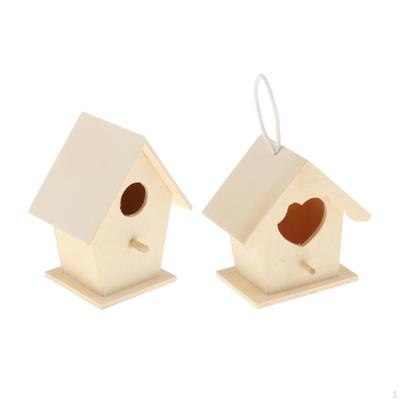 2pcs Creative Wooden Bird House DIY Paintable for Wren