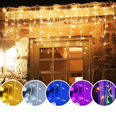 Outdoor Waterproof LED Starry Icicle Fairy String Lights - Holiday Flashing Curtain Decoration