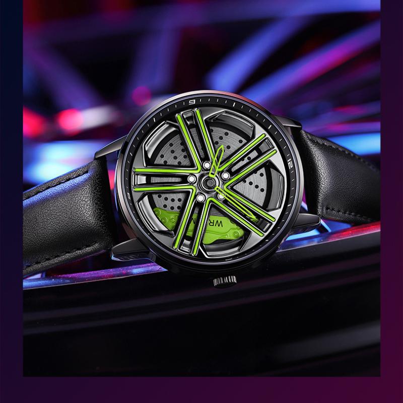 SANDA Wheel Biker Watch Stereo Hollow Rotating Wheel Watch Male Junior High School Students Trend Cool Quartz Watch