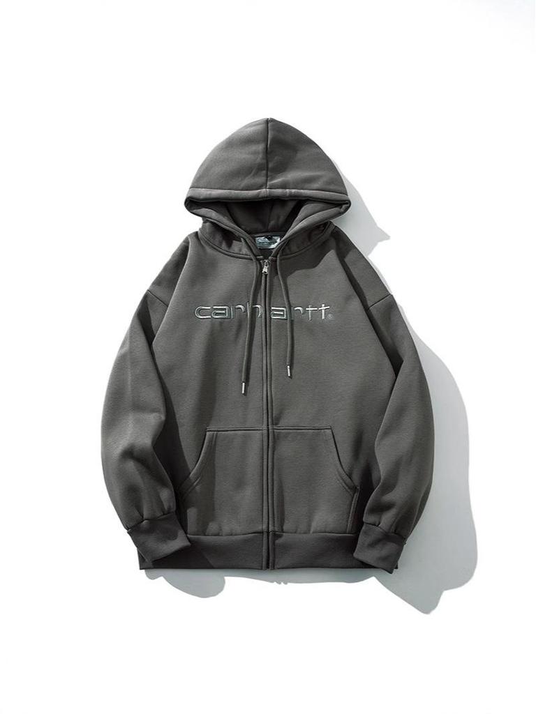 Carhartt 2025 Mikina so zipsom a fleecovou podšívkou s 3D výšivkou pre mužov a ženy