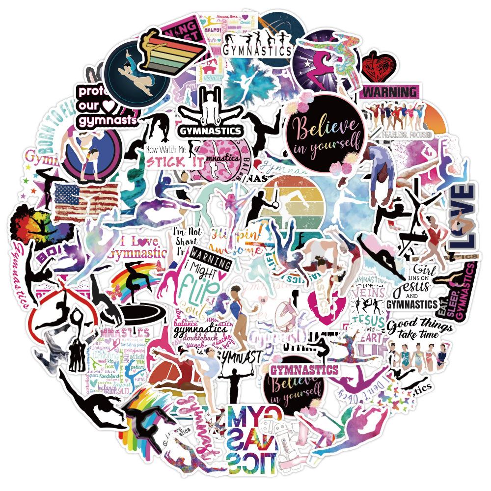 10/30/50/100pcs Sports Gymnastics Cartoon Stickers Creative Graffiti Sticker Water Bottle Phone Suitcase Decals Decoration Gift