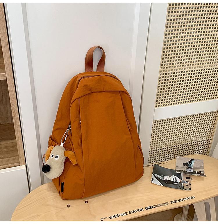 Schoolbag Korean ins Lazy Wind School Bag Female Solid Color Versatile Travel Lightweight Backpack College Student Class Leisure Backpack