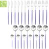 24Pcs Multicolor Dinnerware Set Knife Fork Spoons Teaspoon Tableware 18/10 Stainless Steel Cutlery Western Kitchen Silverware Flatware