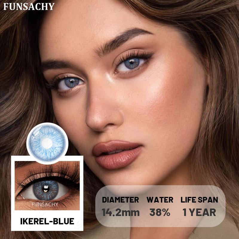 Funsachy 1 Pair Natural Brown Eye Color Contact Lenses Grey Lens High Quality Student Annual Beauty Cosmetics
