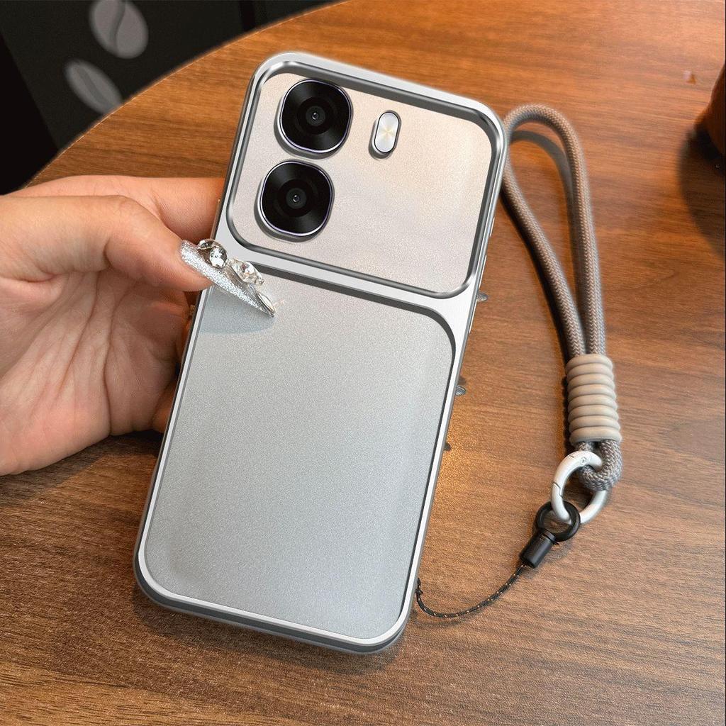 Luxury Big Window Phone Case with Lanyard for OPPO A6x 4G/5G,A6k Premium Textured Casing