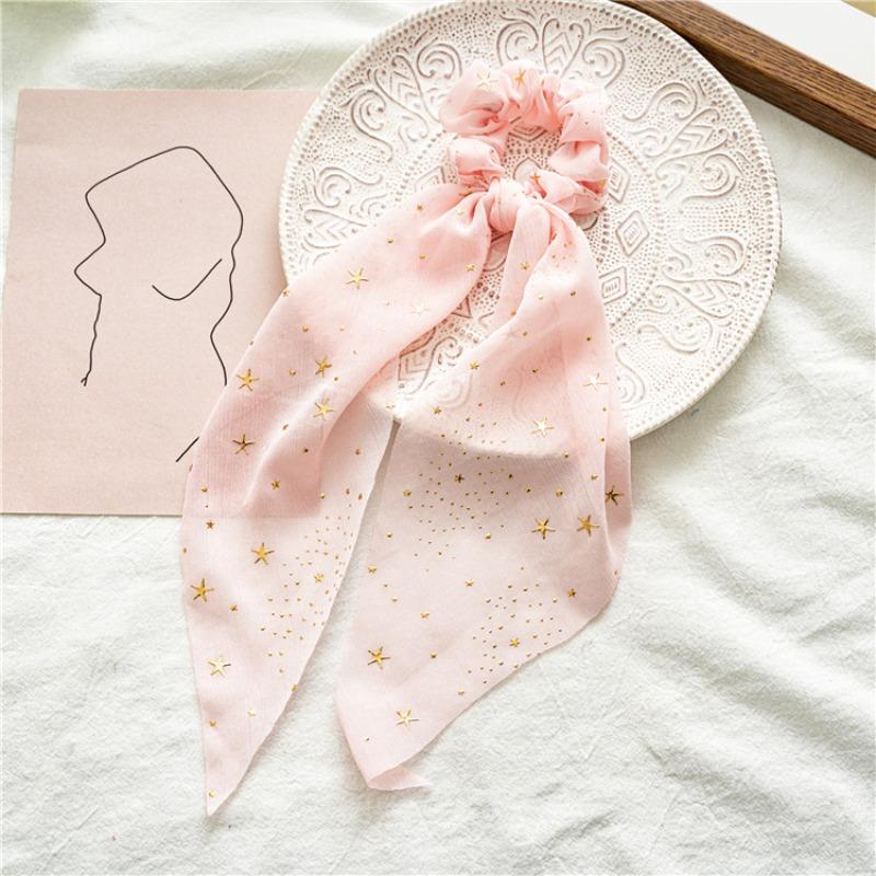 Spring and summer new chiffon star ponytail streamer large intestine ring hair accessories female tie hair ring spot
