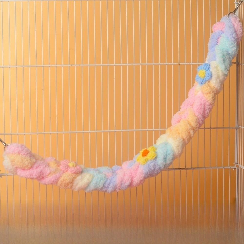 Cotton Rope Hamster Hanging Swing Chew Resistant Hand-Braided Knot Birds Climbing Rope Toy Interactive Entertainment